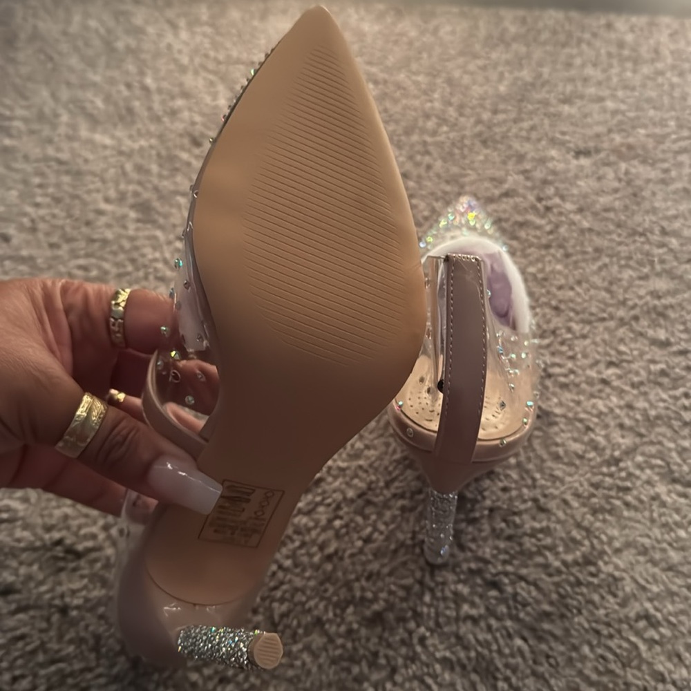 Elaine Bling: Nude Cinderella Rhinestone Stiletto PVC Pump 7.5 9 10 - Picture 4 of 5